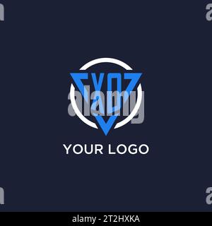 Logo monogramma XO con forma triangolare e vettore di design circolare Illustrazione Vettoriale