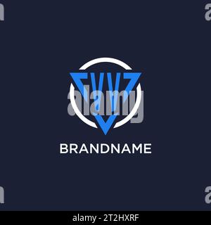 Logo monogramma VV con forma triangolare e vettore di design circolare Illustrazione Vettoriale