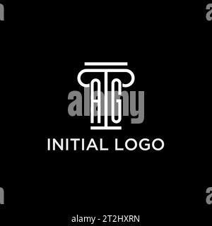 Logo iniziale monogramma AG con design icona a forma di pilastro, stile elegante e lussuoso logo dello studio legale Illustrazione Vettoriale