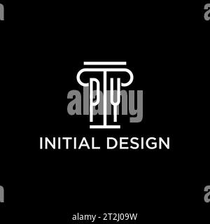 Logo iniziale con monogramma PY con design icona a forma di pilastro, stile elegante e lussuoso logo dello studio legale Illustrazione Vettoriale