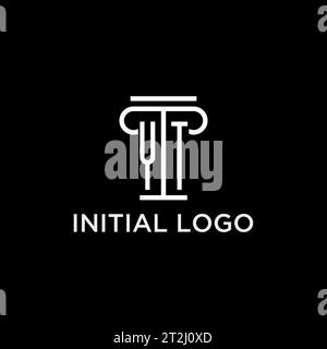 Logo iniziale monogramma YT con design icona a forma di pilastro, stile elegante e lussuoso logo dello studio legale Illustrazione Vettoriale