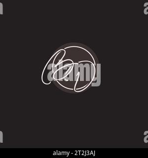 Monogramma con logo BD iniziali con grafica vettoriale semplice a linee circolari Illustrazione Vettoriale