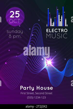 Scintillante equalizzatore audio electro music party house poster flat vettoriale illustrazione Illustrazione Vettoriale