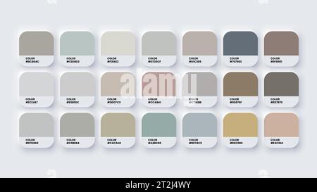 Tavolozza colori, campioni colore RGB, colori ESADECIMALI, colori pastello nel catalogo codici ESADECIMALI. Tavolozza colori vernice, toni neutri Illustrazione Vettoriale