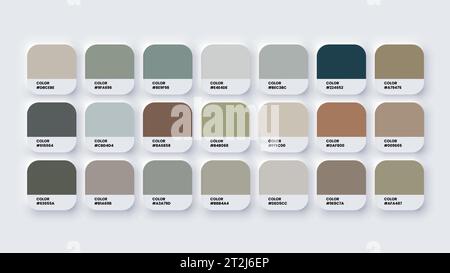 Tavolozza colori, campioni colore RGB, colori ESADECIMALI, colori pastello nel catalogo codici ESADECIMALI. Tavolozza colori vernice, toni neutri Illustrazione Vettoriale