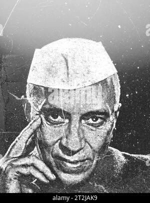 Sfondo poster di Jawaharlal Nehru, per il giorno di Jawaharlal Nehru o per il giorno dei bambini, Chacha Nehru Jayanti, figura famosa indiana Foto Stock