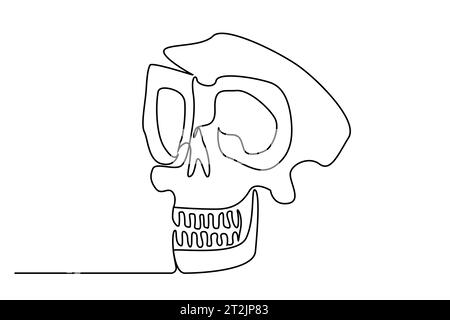 testa umana ossa craniche linea anatomica art Illustrazione Vettoriale