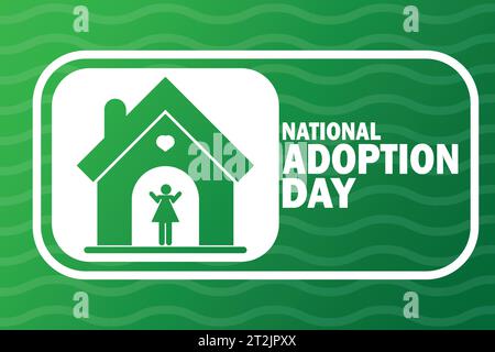 Illustrazione vettore del giorno nazionale dell'adozione. Adatto per biglietti d'auguri, poster e striscioni. Illustrazione Vettoriale
