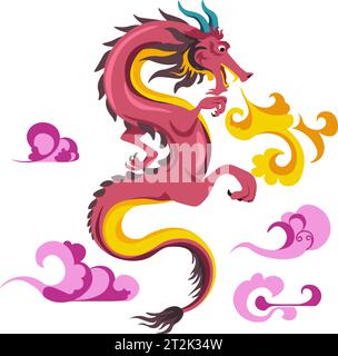 Mitologia cinese o racconti drago personage vettore Illustrazione Vettoriale