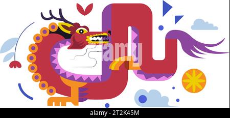 Personaggio di drago fantasy, bestia di rettili Illustrazione Vettoriale