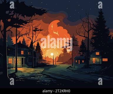 Spettrale illustrazione della notte di Halloween Illustrazione Vettoriale