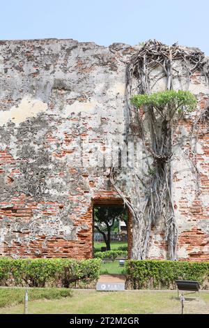 Tainan City, Taiwan, 15 settembre 2023. Il vecchio muro di mattoni del forte di Anping. Foto Stock