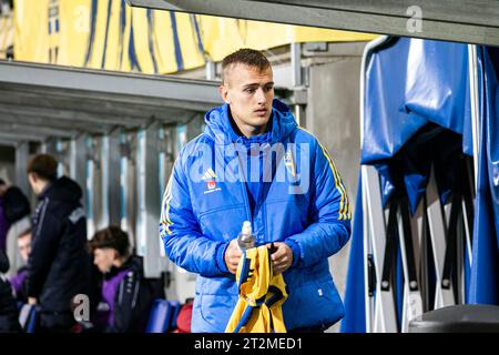 Falkenberg, Svezia. 13 ottobre 2023. Lo svedese Jesper Tolinsson ha visto prima della partita di qualificazione U21 EURO tra Svezia e Moldavia alla Falcon non-alcolica Arena di Falkenberg. (Foto: Gonzales Photo - Amanda Persson). Foto Stock