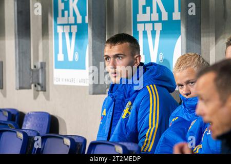 Falkenberg, Svezia. 13 ottobre 2023. Lo svedese Jesper Tolinsson ha visto prima della partita di qualificazione U21 EURO tra Svezia e Moldavia alla Falcon non-alcolica Arena di Falkenberg. (Foto: Gonzales Photo - Amanda Persson). Foto Stock