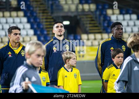 Falkenberg, Svezia. 13 ottobre 2023. Mayckel Lahdo (7), svedese, visto durante il match di qualificazione U21 EURO tra Svezia e Moldavia al Falcon non-alcolico Arena di Falkenberg. (Foto: Gonzales Photo - Amanda Persson). Foto Stock