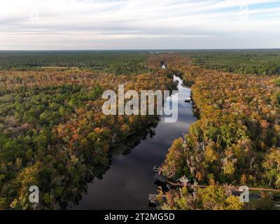 Una vista aerea di Trout Creek in St. Johns County, Florida Foto Stock