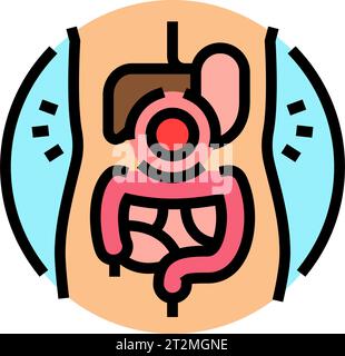 dolore addominale illustrazione del vettore con icona a colori gastroenterologo Illustrazione Vettoriale