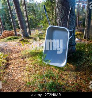 carriola di ruote nella foresta Foto Stock