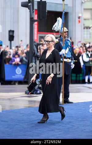 Oviedo, Asturie, Spagna. 20 ottobre 2023. Meryl Streep, Princess of Asturias Award 2023 for Arts arrivo al Campoamor Theatre per la cerimonia durante i Princess of Asturias Awards 2023 il 20 ottobre 2023 a Oviedo, Spagna (Credit Image: © Jack Abuin/ZUMA Press Wire) SOLO USO EDITORIALE! Non per USO commerciale! Foto Stock