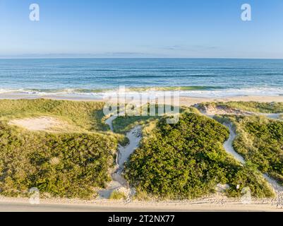 vista aerea della spiaggia di kirk, montauk Foto Stock