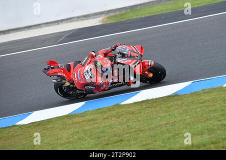 MELBOURNE, AUSTRALIA. 21 ottobre 2023. Guru di Gryfyn Gran Premio motociclistico australiano d'Australia. L'italiano Francesco Bagnaia del Team Ducati Lenovo durante le qualifiche MotoGP al MotoGP australiano. Foto: Karl Phillipson/Alamy Live News Foto Stock