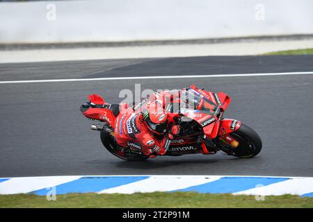 MELBOURNE, AUSTRALIA. 21 ottobre 2023. Guru di Gryfyn Gran Premio motociclistico australiano d'Australia. L'italiano Francesco Bagnaia del Team Ducati Lenovo durante le qualifiche MotoGP al MotoGP australiano. Foto: Karl Phillipson/Alamy Live News Foto Stock