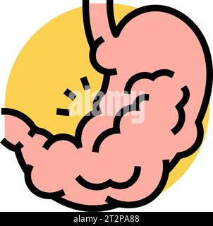 eccessivo gonfiore di gas sintomo colore icona illustrazione vettore Illustrazione Vettoriale
