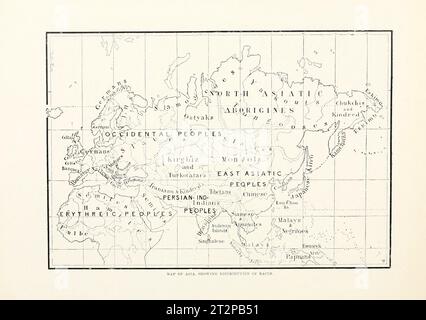 Mappa dell'Asia che mostra la distribuzione delle razze Foto Stock