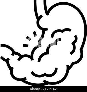 eccessiva presenza di gas gonfiore sulla linea dei sintomi illustrazione del vettore dell'icona Illustrazione Vettoriale