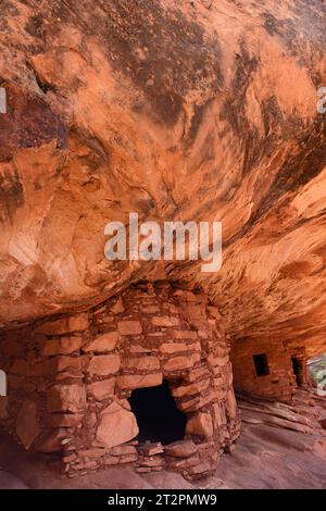 antiche rovine native americane del cratere nel parco nazionale dei ponti naturali vicino a blanding, utah Foto Stock