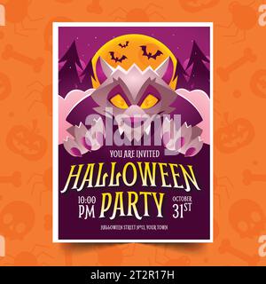 modello di invito gradiente illustrazione vettoriale del design della stagione di halloween Illustrazione Vettoriale