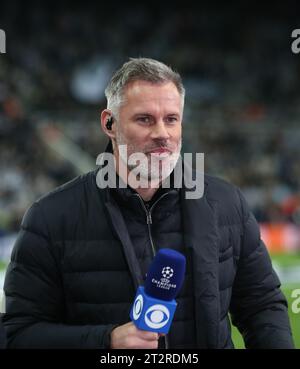 Presentatore televisivo ed ex giocatore del Liverpool Jamie Carragher. - Newcastle United contro Paris Saint-Germain, UEFA Champions League, gruppo F, St James’s Park Stadium, Newcastle, Regno Unito. - 4 ottobre 2023. Solo per uso editoriale - si applicano le restrizioni DataCo. Foto Stock