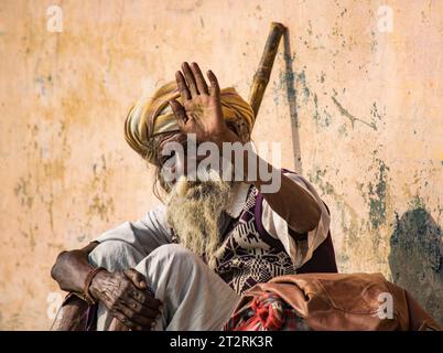 Sacerdote Sadhu a Varanasi Foto Stock