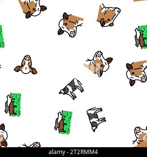 allevamento di mucche latticini bovini latte bianco vettoriale senza cuciture Illustrazione Vettoriale