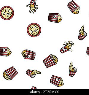 popcorn pop cinema vector senza cuciture Illustrazione Vettoriale