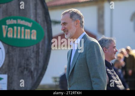 Arroes, Spagna, 21 ottobre 2023: Re Felipe vi cammina durante l'esemplare Premio città delle Asturie 2023, il 21 ottobre 2023, ad Arroes, Spagna. Credito: Alberto Brevers / Alamy Live News. Foto Stock