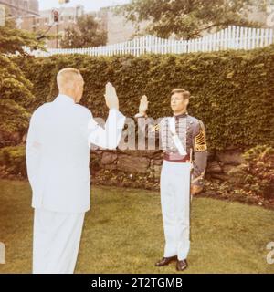 1970 cadetto di West Point, cerimonia di messa in servizio, amministrazione del giuramento d'ufficio, West Point, New York, United States, Military Academy, USA Foto Stock