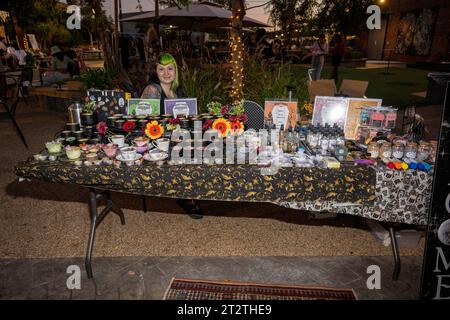 Los Angeles, USA. 20 ottobre 2023. Vendors at 9th Annual Real to Reel Global Youth Film Festival at the Beehive, Los Angeles, CA ottobre 20, 2023 Credit: Eugene Powers/Alamy Live News Foto Stock
