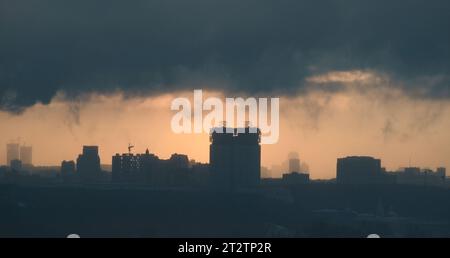 Clouds over the building of the Russian Academy of Sciences in the Russian capital. Stock Photo