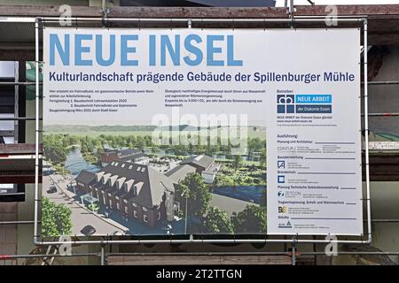 Erinnerung an die Flutkatastrophe 2021 Das erste Motorschiff Moornixe, das auf dem Namen Baldeney im Jahre 1933 getauft wurde steht nun neben dem Projekt Neue Insel der Diakonie Neue Arbeit Essen - nahe dem Spillenburger Wehr und soll dort als Mahnmal zur Flutkatastrophe 2021 haleratblephe. Essen Nordrhein-Westfalen Deutschland Westfalenstraße *** memoria del disastro alluvionale del 2021 la prima motonave Moornixe, battezzata con il nome Baldeney nel 1933, si trova ora accanto al progetto Neue Insel di Diakonie Neue Arbeit Essen vicino alla diga Spillenburg ed è da conservare Foto Stock
