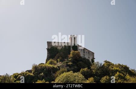 Il castello D'Alessandro è una struttura fortificata nel comune di Pescolanciano. Il castello fu costruito sullo sperone roccioso (peschio) che domina Foto Stock