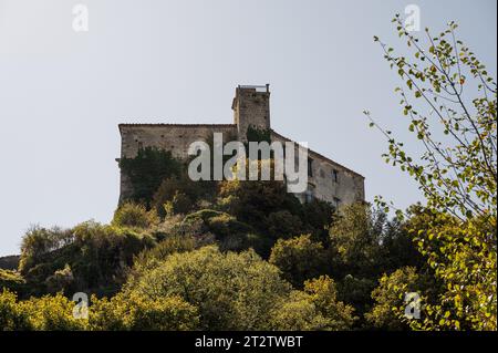 Il castello D'Alessandro è una struttura fortificata nel comune di Pescolanciano. Il castello fu costruito sullo sperone roccioso (peschio) che domina Foto Stock