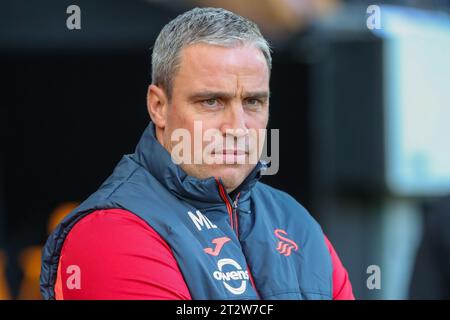 Swansea, Regno Unito. 21 ottobre 2023. Michael Duff Manager di Swansea City durante la partita del campionato Sky Bet Swansea City vs Leicester City al Swansea.com Stadium, Swansea, Regno Unito, 21 ottobre 2023 (foto di Craig Anthony/News Images) a Swansea, Regno Unito il 21/10/2023. (Foto di Craig Anthony/News Images/Sipa USA) credito: SIPA USA/Alamy Live News Foto Stock