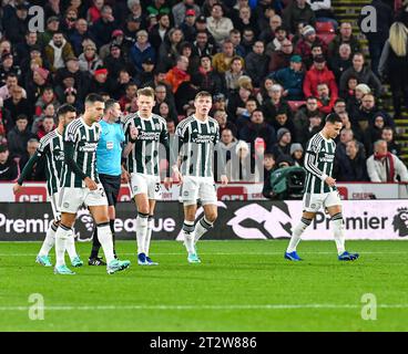 Bramall Lane, Sheffield, Regno Unito. 21 ottobre 2023. Premier League Football, Sheffield United contro Manchester United; il Manchester United festeggia il gol di Scott McTominay al 28° minuto per 0-1 crediti: Action Plus Sports/Alamy Live News Foto Stock