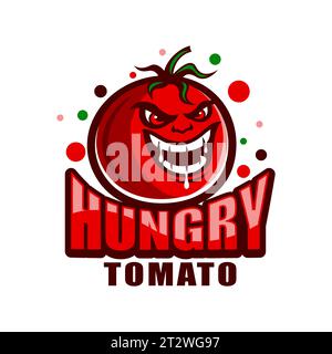 Cartoon Mascot il logo del malvagio pomodoro Illustrazione Vettoriale