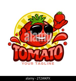 Logo Cartoon Mascot Tomato Illustrazione Vettoriale