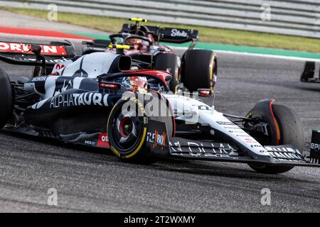 Texas, Stati Uniti. 21 ottobre 2023. Yuki Tsunoda #22 per il team AlphaTauri in azione durante la gara di sprint al Gran Premio di Formula 1 Lenovo degli Stati Uniti sul circuito delle Americhe ad Austin Texas. Credito: csm/Alamy Live News Foto Stock