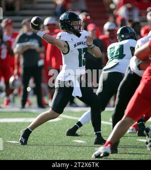 21 ottobre 2023 - il quarterback degli Hawaii Rainbow Warriors Brayden Schager #13 passa il pallone durante una partita tra i New Mexico Lobos e gli Hawaii Rainbow Warriors allo University Stadium di Albuquerque, NEW Mexico - Michael Sullivan/CSM Foto Stock