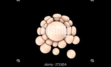 Collisore di cellule adipose morbide su rendering 3d con retro nero Foto Stock