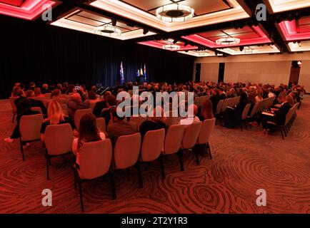 Sydney, Australia. 22 ottobre 2023. Il direttore Trade & Investment di FIT Luca Bottallo, raffigurato durante una sessione informativa prima della missione economica belga nel Commonwealth dell'Australia, a Sydney, domenica 22 ottobre 2023. Una delegazione belga è in missione economica di 10 giorni in Australia dal 19 al 28 ottobre 2023. BELGA PHOTO BENOIT DOPPAGNE Credit: Belga News Agency/Alamy Live News Foto Stock